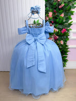 Vestido Banana Club Longo Doce Elegancia Azul Bebe