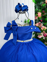 Vestido Banana Club Longo Doce Elegancia Azul Royal