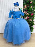 Vestido Banana Club Longo Doce Elegancia Azul Serenity