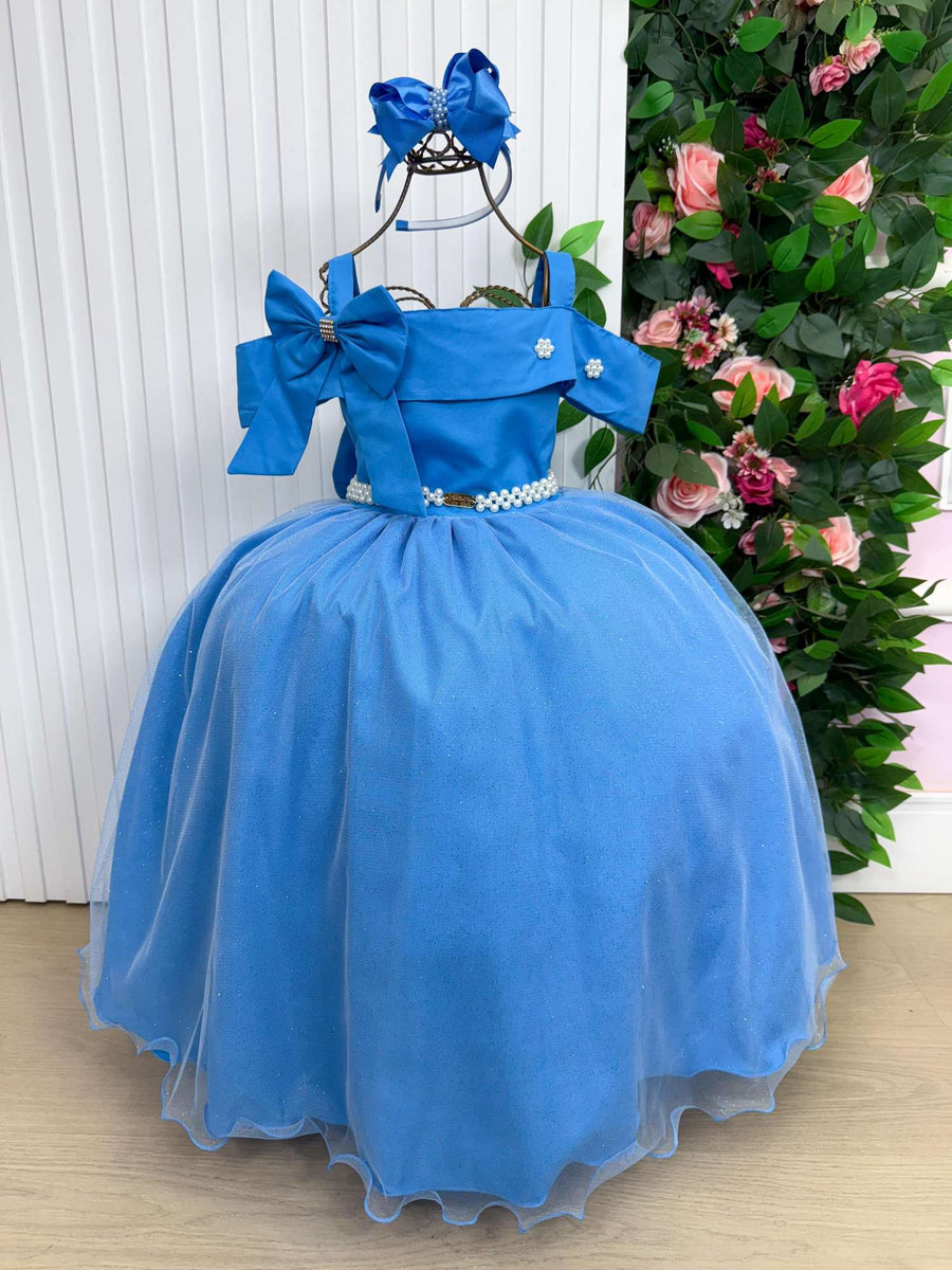 Vestido Banana Club Longo Doce Elegancia Azul Serenity