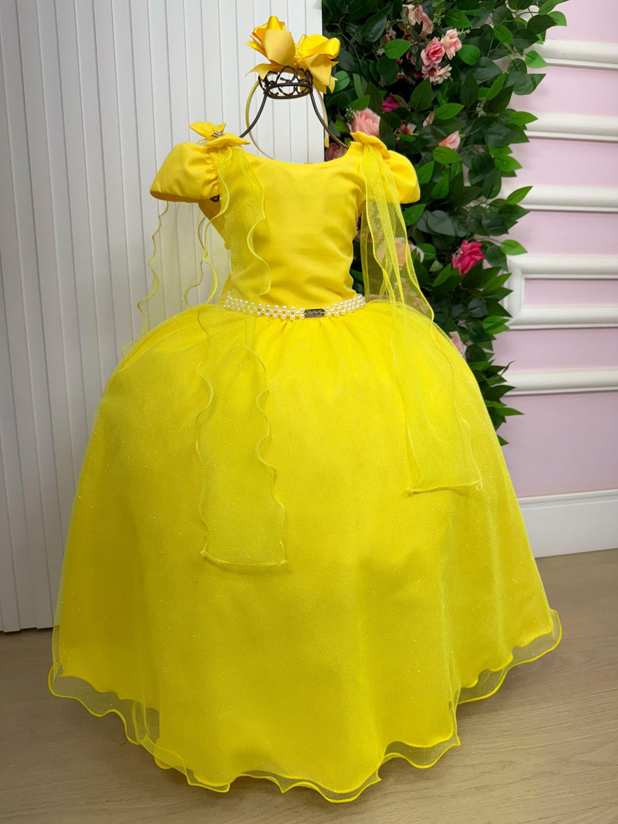 Vestido Banana Club Longo Diamante Amarelo