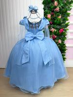 Vestido Banana Club Longo Diamante Azul Bebe