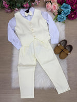 Conjunto Miss Cherry Social Leonardo Colete Amarelo Claro