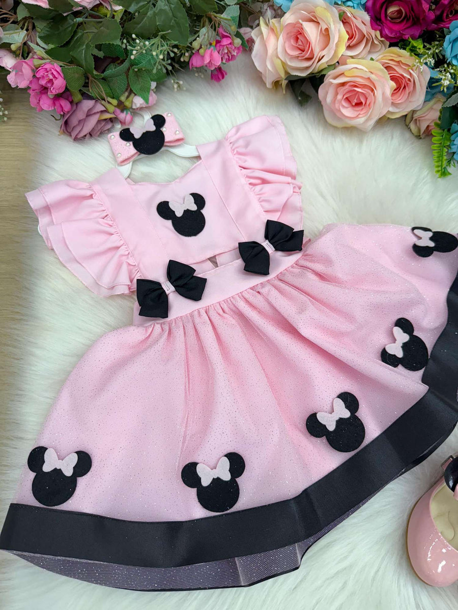 Romper/Vestido Princesa Belli Minnie/Minie Rosa Modelo 2