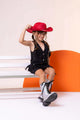 Kit Conjunto Blogueirinha Boiadeira Maraisa Jeans Preto + Chapeu