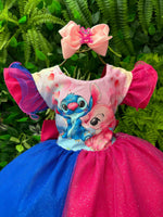 Vestido Tematicos Ysa Kids Lilo Stitch Pink e Azul com Led