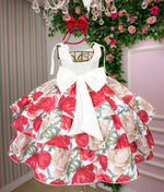 Vestido Giovanella Karine Off Florido Vermelho