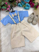 Conjunto Miss Cherry Henry Azul Suspensorio Bege