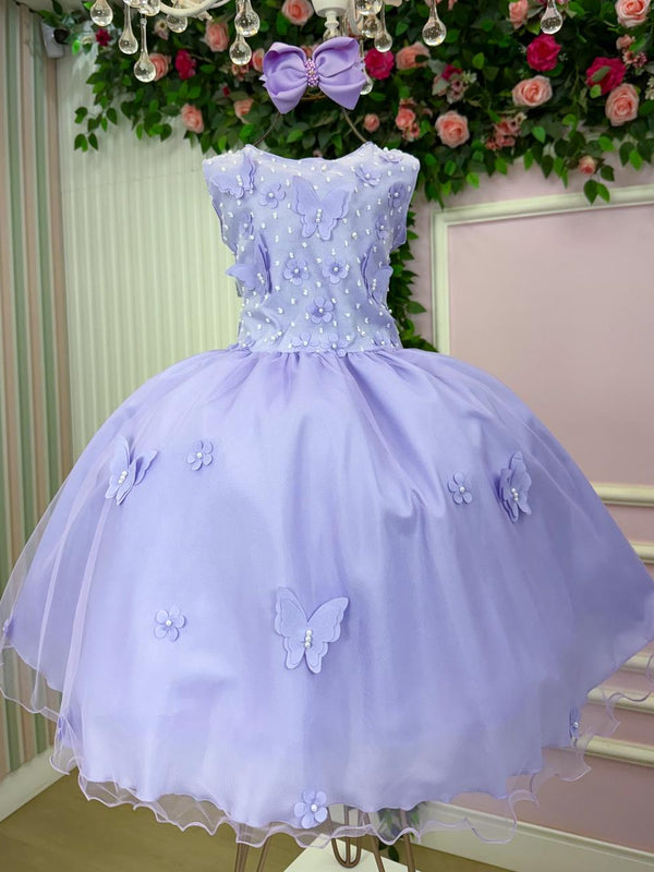 Vestido Marie Jardim das Borboletas Lilás Viviane