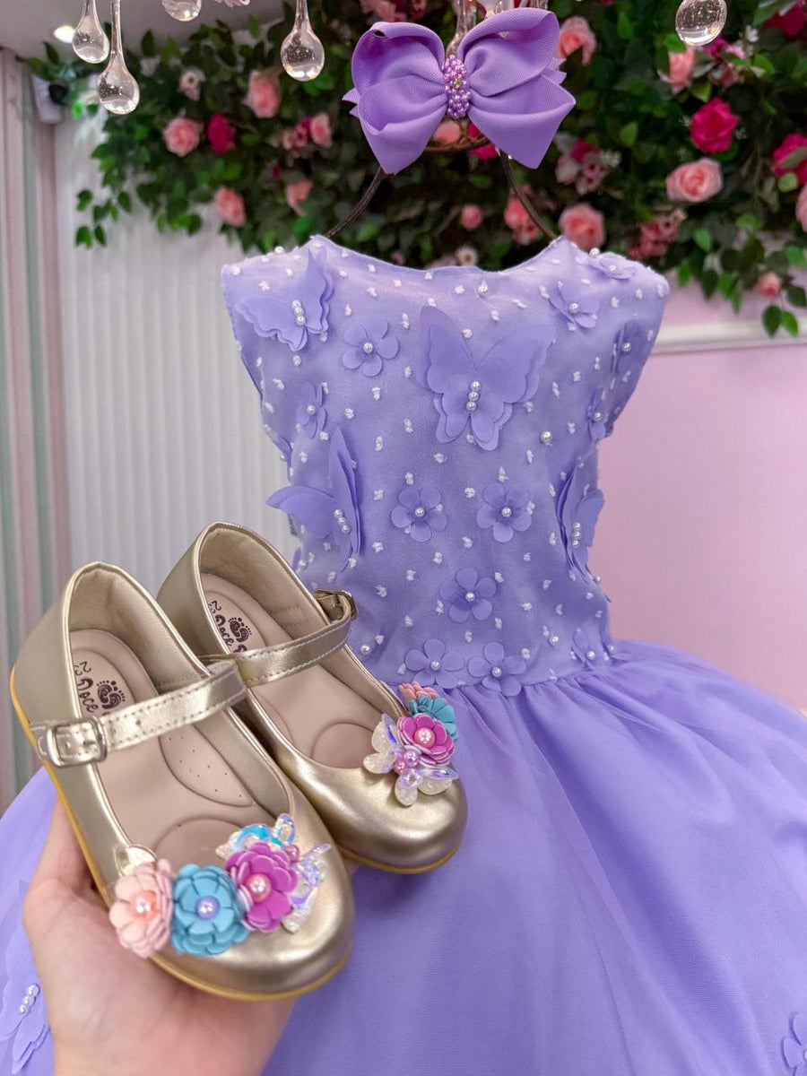 Vestido Marie Jardim das Borboletas Lilas Viviane