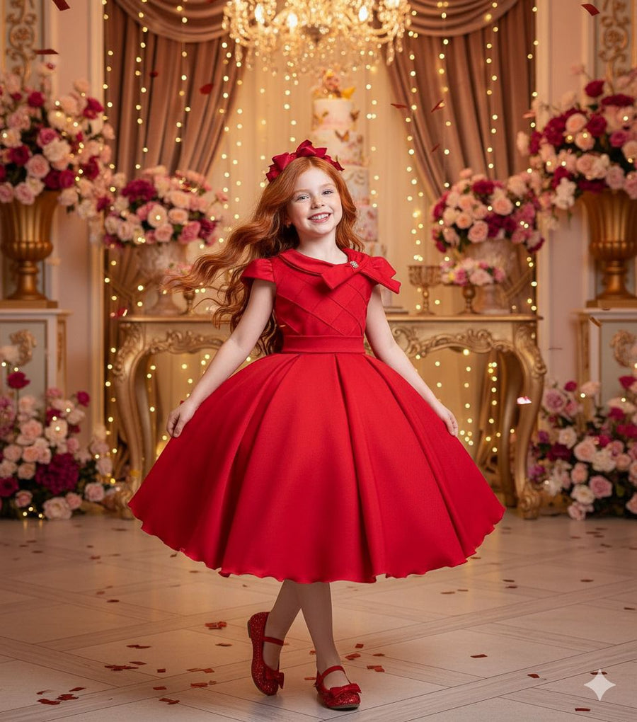 Vestido Bella Child Ravena Vermelho