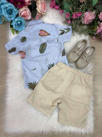 Conjunto Meninos Lucas Banana Club Shorts Camisa Azul Florida