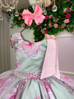 Vestido Bella Child Celina Florido Verde Claro