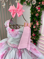 Vestido Bella Child Celina Florido Verde Claro
