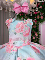 Vestido Mini Miss Lorena Florido Azul Bebe