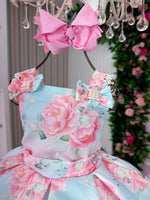 Vestido Mini Miss Lorena Florido Azul Bebe
