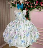 Vestido Ysa Kids Jardim Florido Melinda Verde Claro