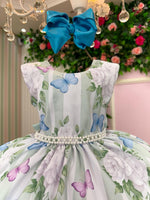 Vestido Ysa Kids Jardim Florido Melinda Verde Claro
