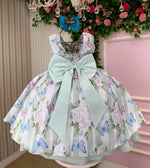 Vestido Ysa Kids Jardim Florido Melinda Verde Claro