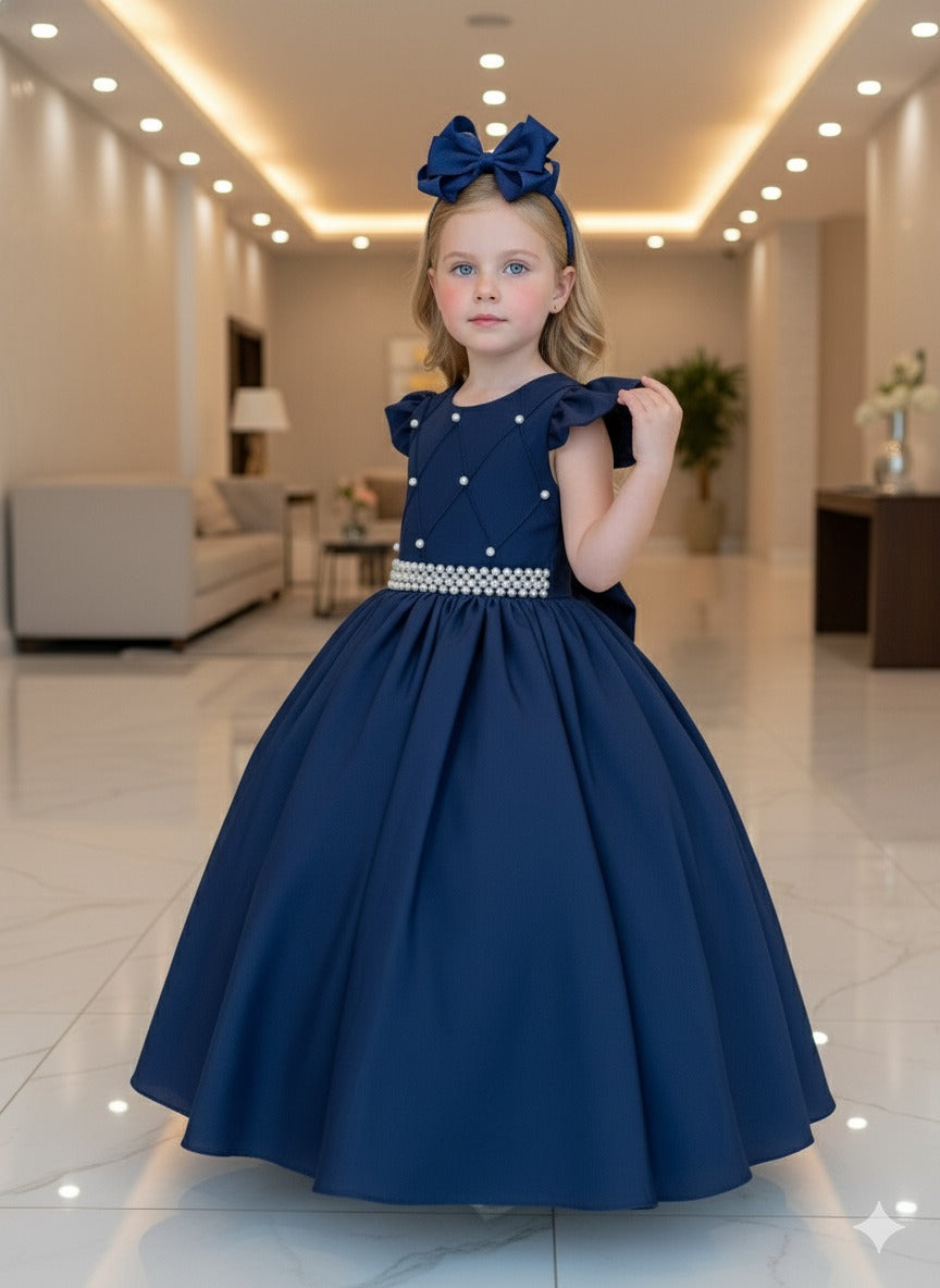 Vestido Ysa Kids Ariane Longo Azul Marinho