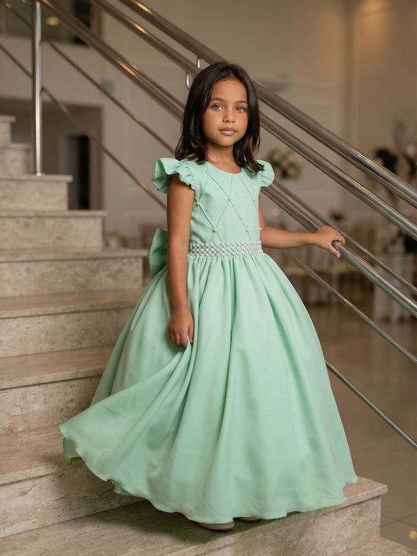Vestido Ysa Kids Ariane Longo Verde Oliva