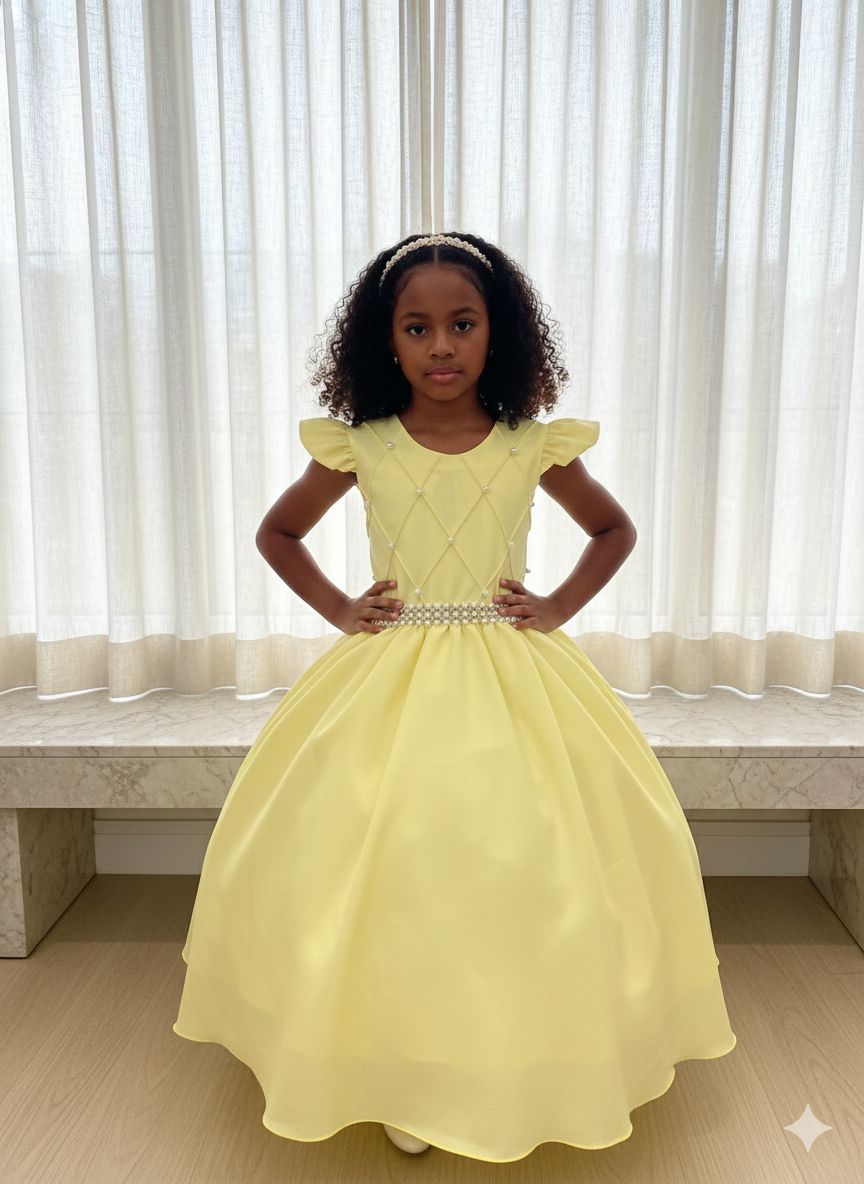 Vestido Ysa Kids Ariane Longo Amarelo