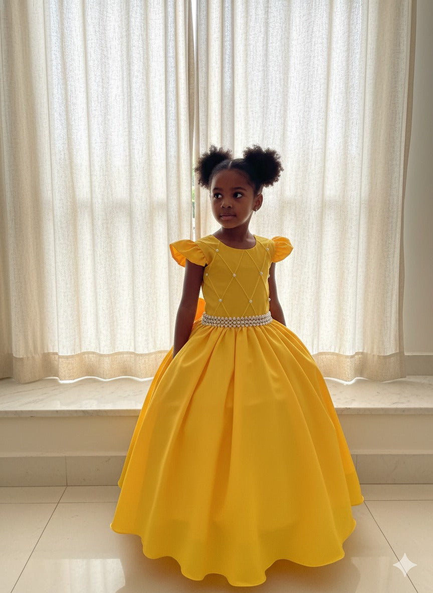 Vestido Ysa Kids Ariane Longo Amarelo Gema