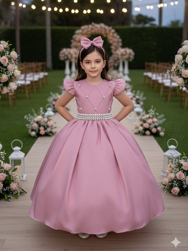 Vestido Infantil Ysa Ariane Longo Rosê