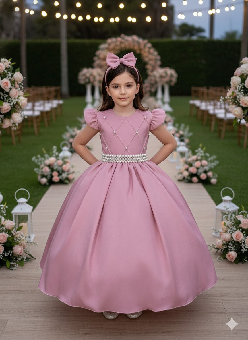Vestido Infantil Ysa Ariane Longo Rosê