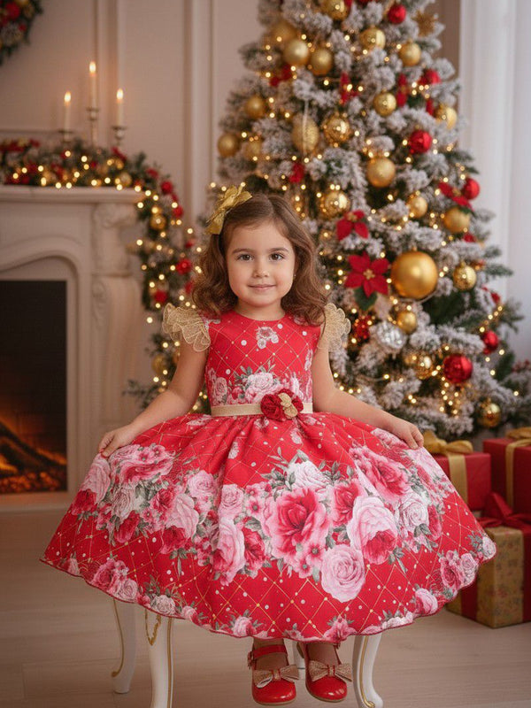 Vestido Marie Natalia Flores Vermelho - Natal