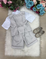 Conjunto Social Miss Cherry Leandro Colete Cinza Claro