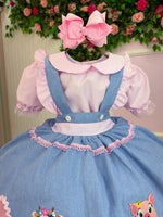 Vestido Tematicos Kids Fazendinha Salopete Jeans