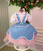 Vestido Tematicos Kids Fazendinha Salopete Jeans