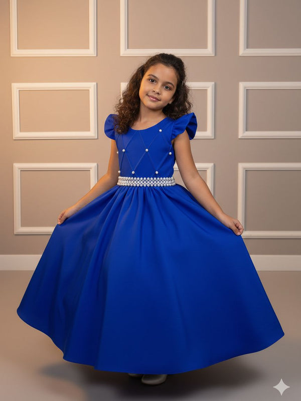 Vestido Ysa Kids Ariane Longo Azul Royal