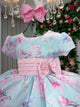 Vestido Ysa Kids Jardim Florido Elisa Azul Bebe