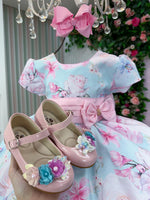 Vestido Ysa Kids Jardim Florido Elisa Azul Bebe