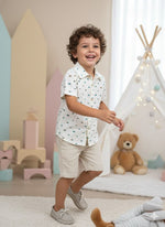 Conjunto Meninos Lucas Henrique Banana Club Shorts Linho Camisa Off