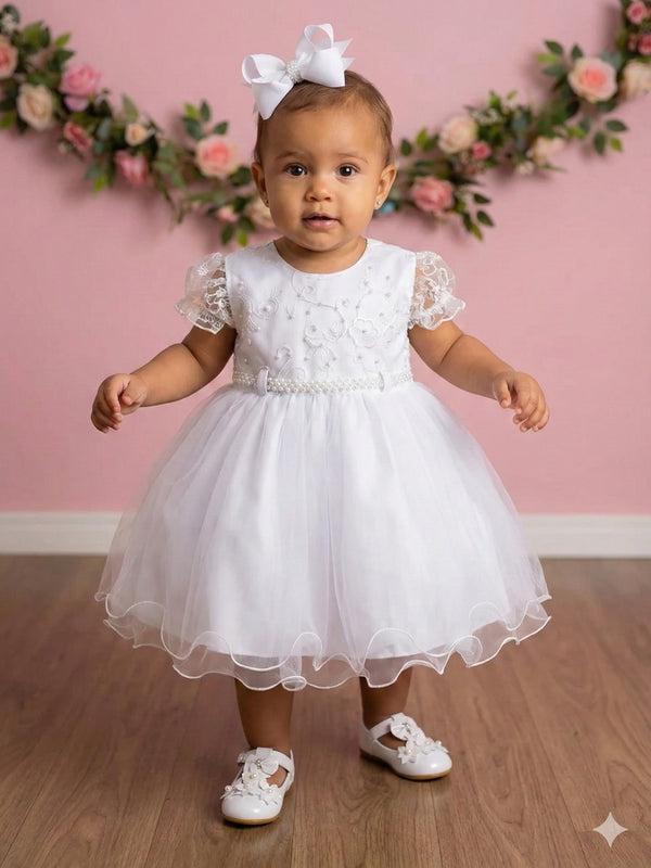 Vestido Menina Bonita Bebe Ana Sofia Branco