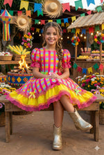 Vestido Junino Banana Club Luxo Quermesse Feliz