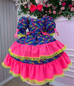 Vestido Junino Banana Club Luxo Bandeirinha do Amor