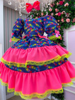 Vestido Junino Banana Club Luxo Bandeirinha do Amor