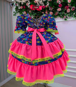 Vestido Junino Banana Club Luxo Bandeirinha do Amor