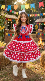 Vestido Bella Child Junino Quermesse do Coração Vermelho