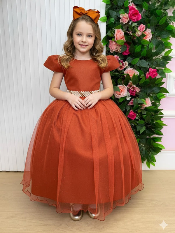 Vestido Longo Marie Heloisa Terracota