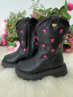 Bota Nilqi Manu Preta Estrela Pink Modelo 2