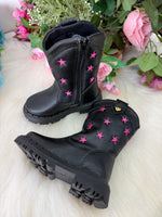 Bota Nilqi Manu Preta Estrela Pink Modelo 2