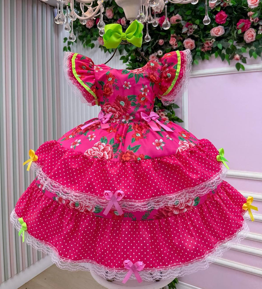 Vestido Junino Banana Club Quermesse do Balance Pink