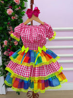Vestido Junino Banana Club Luxo Quermesse do Sertão Pink