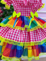 Vestido Junino Banana Club Luxo Quermesse do Sertão Pink