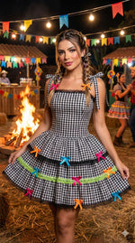 Vestido Banana Club Junino Luxo Adulto Arraia do Chamego Preto